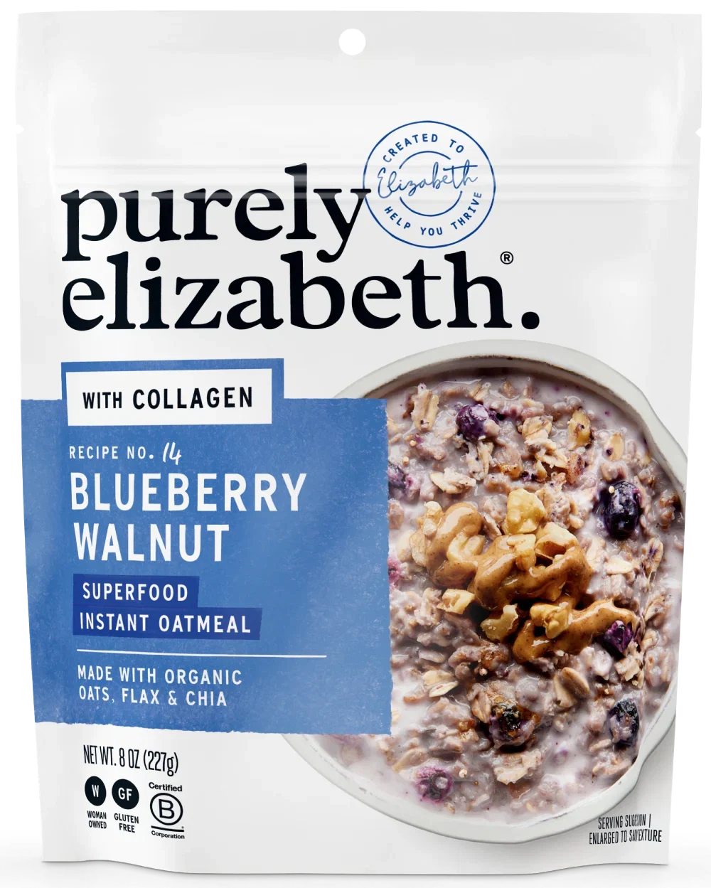 Blueberry Walnut Superfood Oatmeal Pouch with Collagen